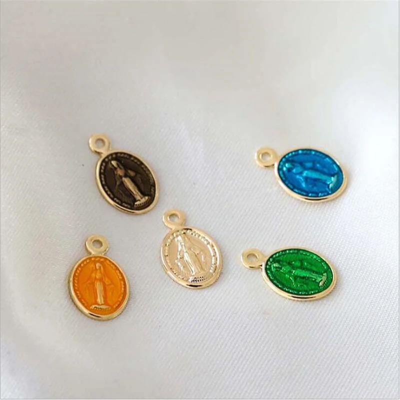 10pcs new creative 18K gold plated oval Jesus charms connectors for diy earrings necklace pendant jewelry accessories material