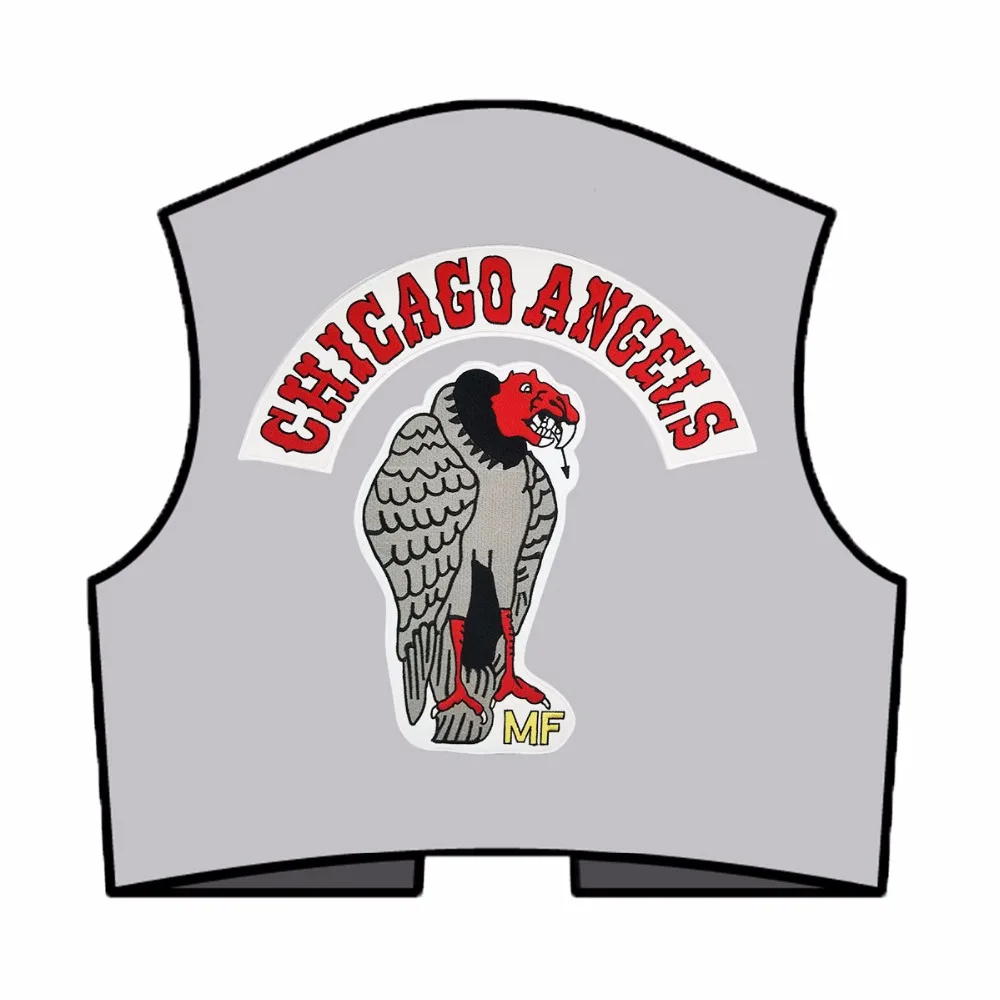 Chicago Angels Eagles Motorcycle Club Ferro su set completo di accessori Toppe ricamate per abbigliamento Applique Rider Biker Indumento