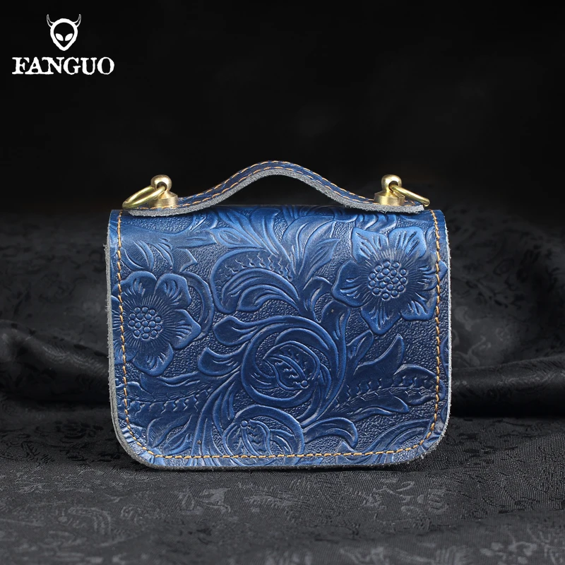 Mini Fiore Stampato Satchel Tasca Del Sacchetto di Cuoio Reale Borse A Spalla Crossbody Con Catena In Metallo Piccola Tote Bag Per Le Donne Frizione