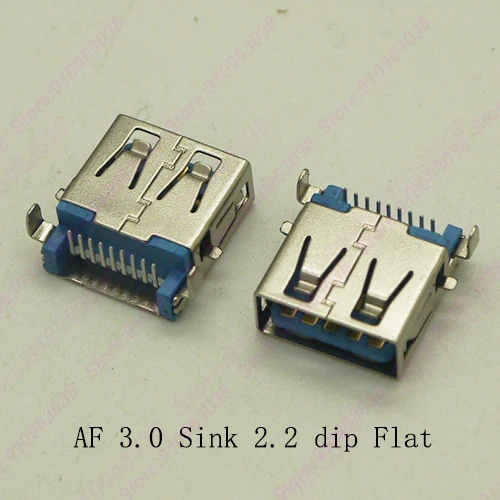 10pieces High Speed USB 3.0 AF Sink 2.2 Connector DIP & SMT USB 3.0 Socket Female Jack For Laptop U Disk FLAT MOUTH