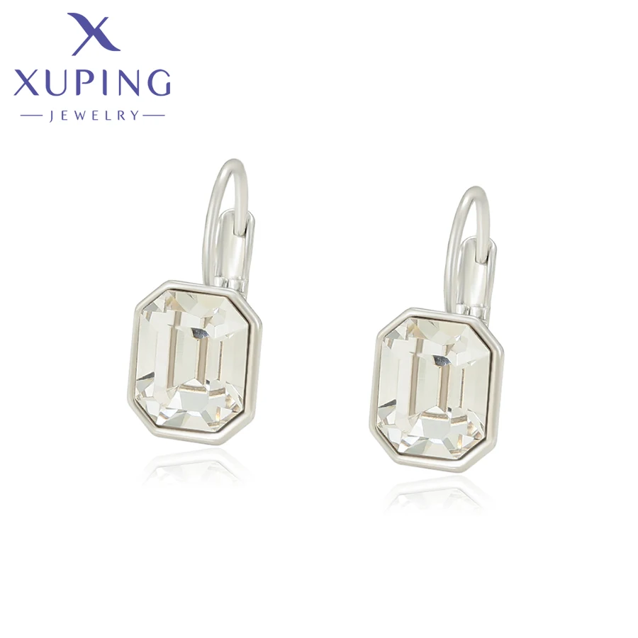 Xuping Jewelry Promotion Copper Square American Style Platinum Color Plated Crystals Earrings for Women Christmas Gift 610295595