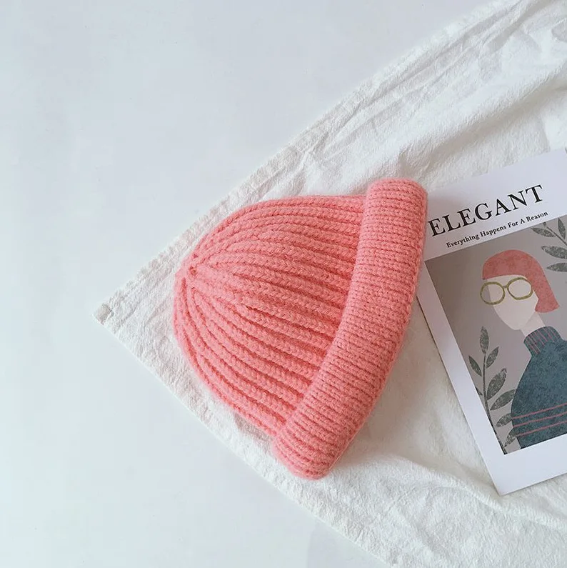 Candy Color Kids Hat For Girls Boys Autumn Winter Baby Beanie Kids Cap Elastic Warm Knitted Children Hats Solid Color Baby Hat