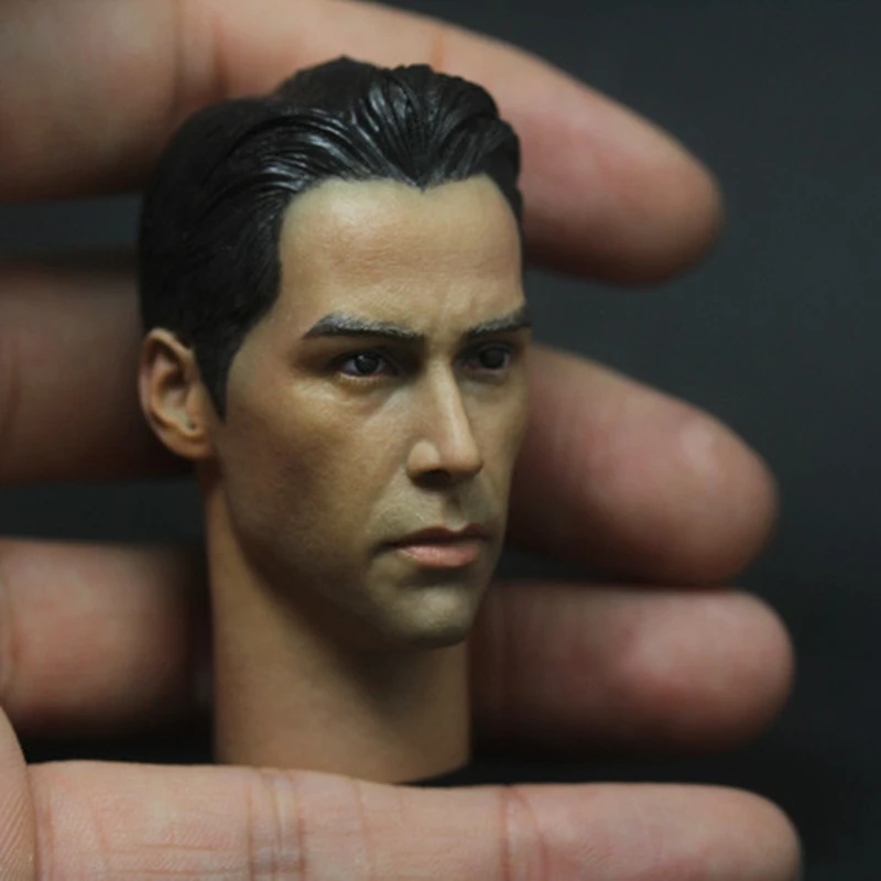 1/6 Scale Head Carving Neo Keanu Reeves male  Model PVC Long Neck Suitable For 12-Inch Action Figure Body Doll