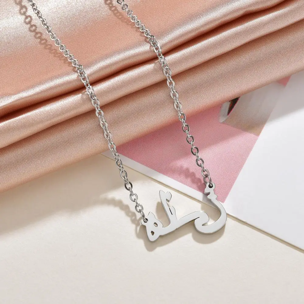 Diamon 2020 New Stainless Steel Personalized Custom Name Necklace Choker Chinese Arabic Necklace Pendant Nameplate Gift