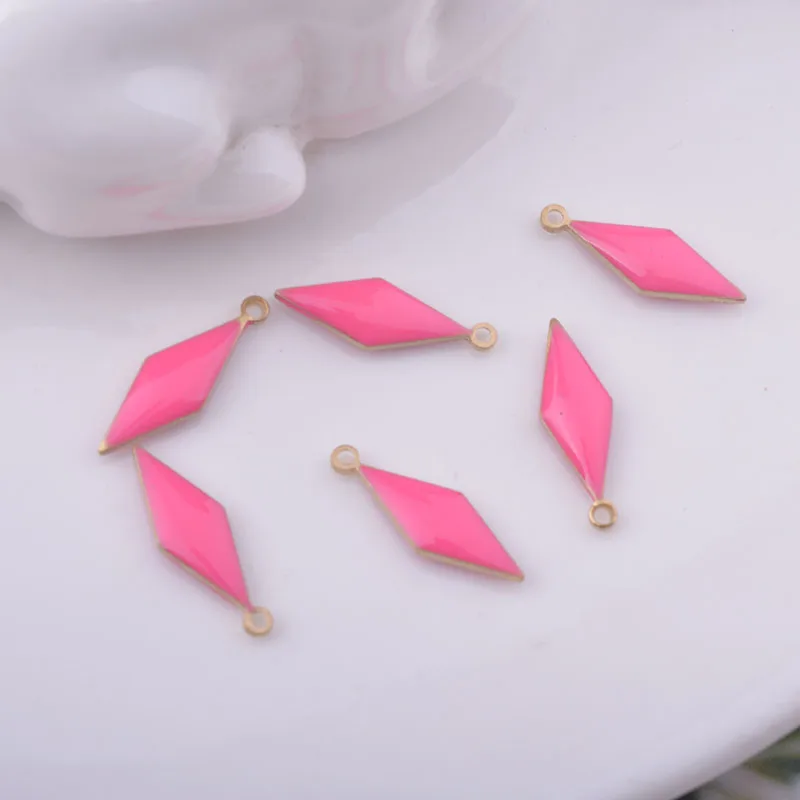 30 Stück 5*16mm Kupfer-Geometrie-Anhänger Beidseitig Emaillierte Rhombus-Charms für DIY-Schmuck- und Ohrringherstellung – Detail 7