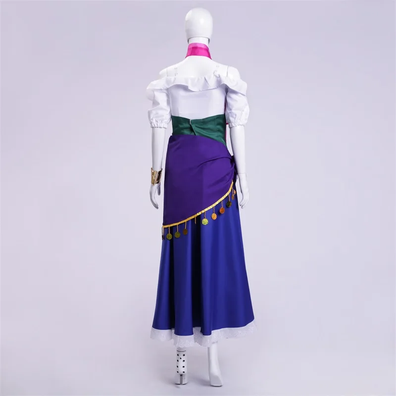 5PCS The Hunchback of Notre Dame Esmeralda Cosplay Costume Purple Blue Partywomen girl Dress Halloween Cosplay Costume and wig