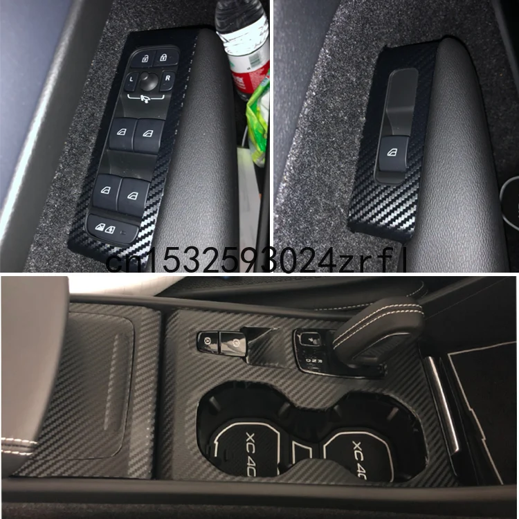 For Volvo XC40 2020 Interior Modification Carbon Fiber Sticker Anti Kick Center Control Gear Decorative Film