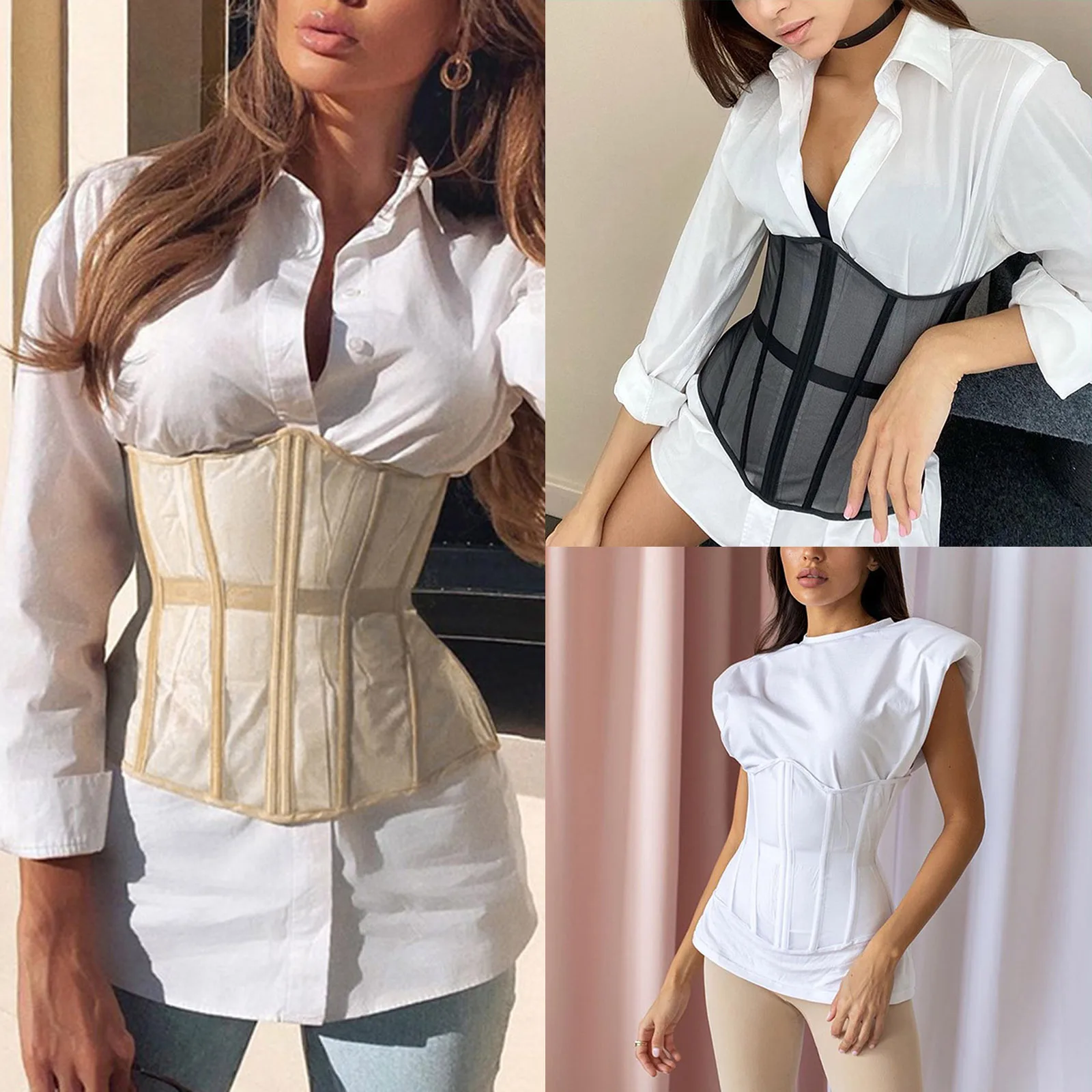 Cinturón de cintura ancha para mujer, corsé de malla, cinturones elásticos, Bodycon, accesorios de ropa