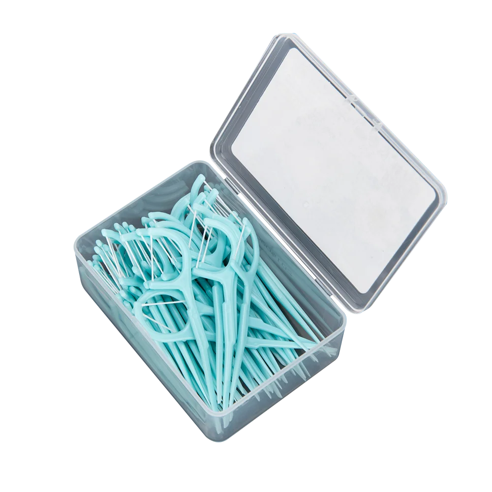 Household curved hook polymer dental floss stick family set ultra-fine flat floss stick disposable cleaning dental floss pick