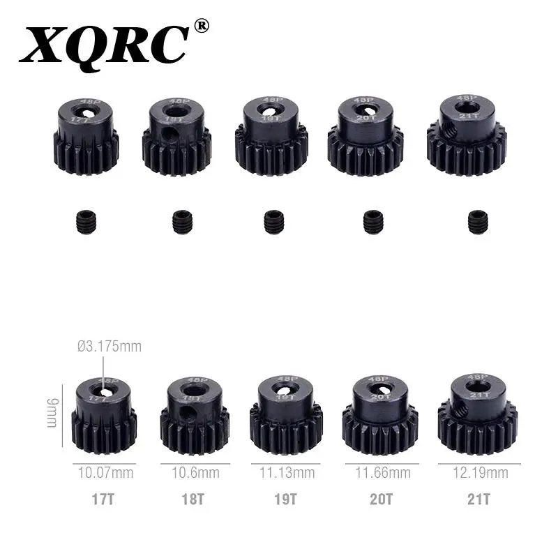 48DP 3.175mm 12t 13t 14t 15t 16T 17t 18T 19T 20T 22T 24T 25T Black steel metal Pinion Motor Gear For 1/10 Rc Model Car Motor