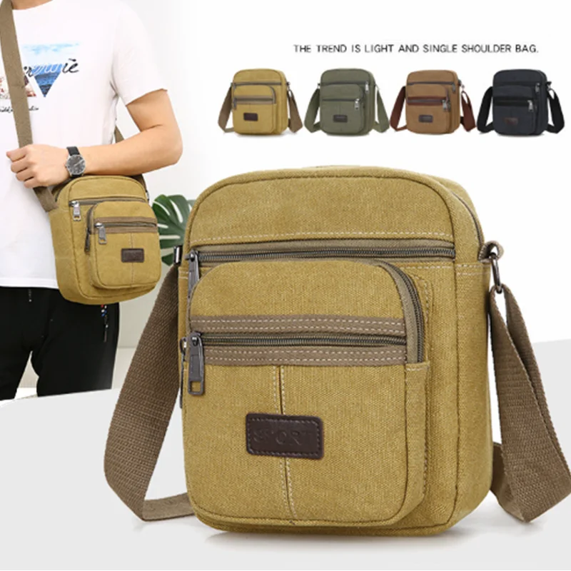 2021 New Men Canvas Shoulder Bag Casual Simple Small Travel Men\'s Crossbody Bag Luxury Men Messenger Bags Satchel Handbags Tote