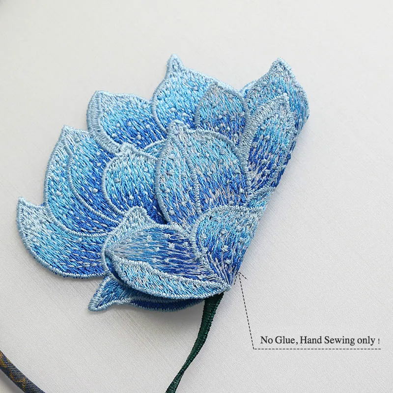 Lotus Flower Embroidered Sew on Patches for Clothing Jackets Dress Apparel Accessories Badges for Clothes Sewing Patch Applique