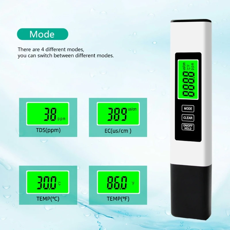 3 in 1 LCD Digital TDS EC PPM Meter Water Quality Purity Tester Pen for Aquarium Fish Tank Pool Home Drinking Monitor