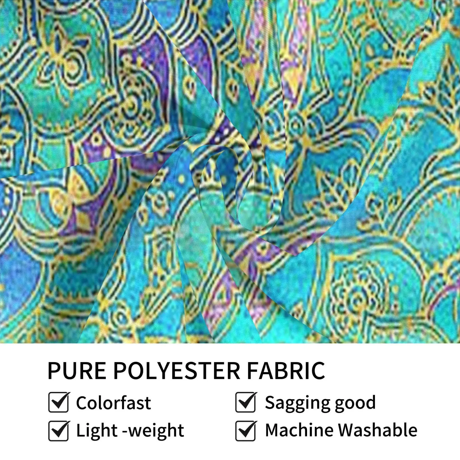 Tapestry Sapphire & Jade Stained Glass Mandalas ( Blue Background ) 2437 Blue Watercolor Gold