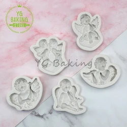 Dorica 5 Styles Angel Design Silicone Cake Mold Diy Handmade Chocolate Soap Mould Fondant Cake Decorating Tool Bakeware