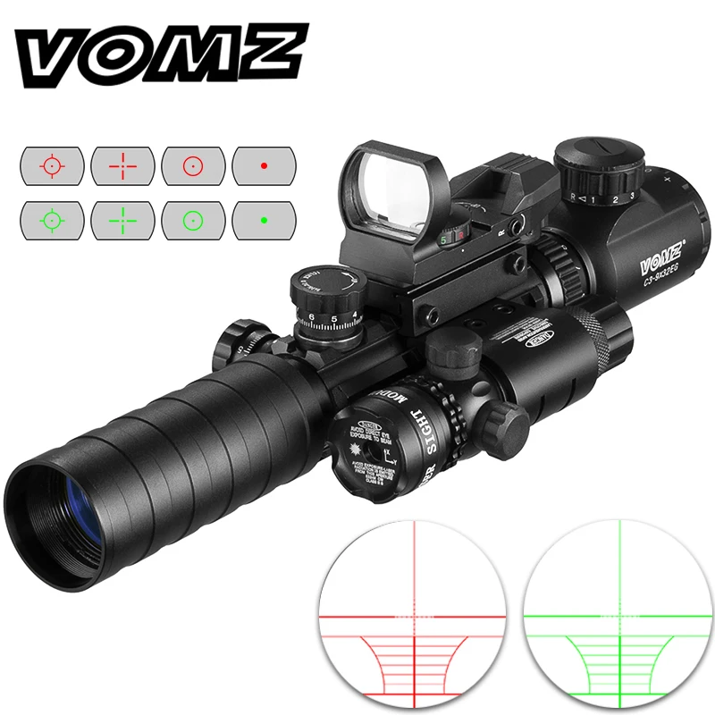 

3-9X32EGC Tactical Optic Red Green Illuminated Riflescope Holographic Reflex 4 Reticle Dot Combo Hunting Rifle Scope