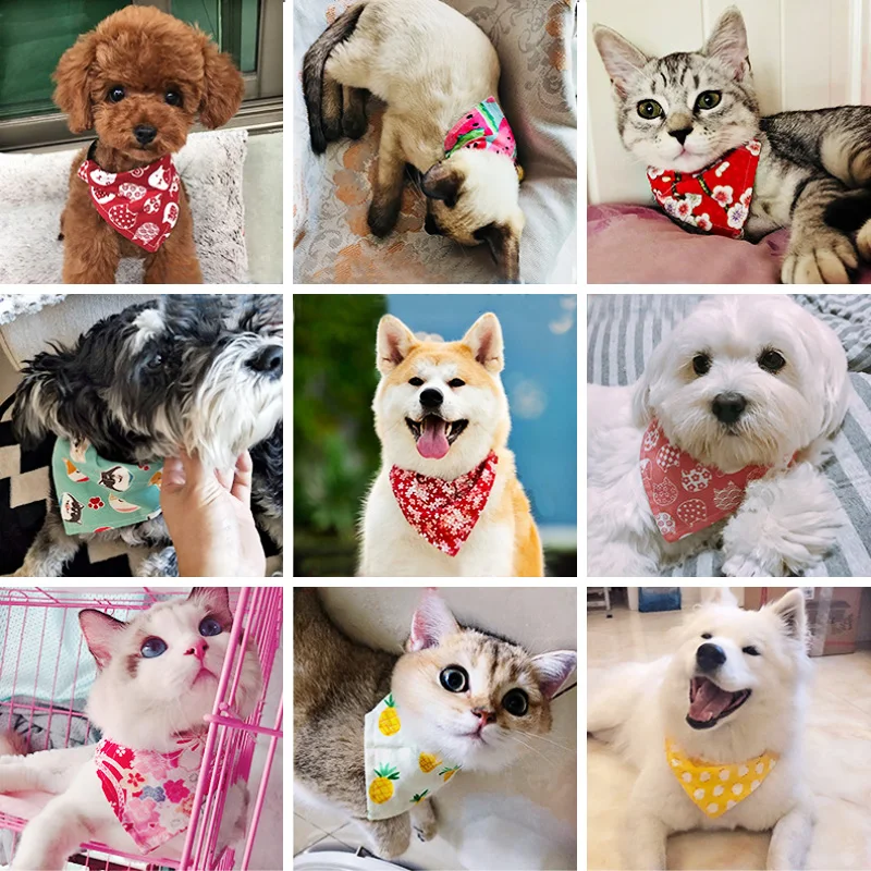 New Adjustable Dog Bibs For Small Dogs Collars Tie Necktie Cat Scarf Puppy Bandanas For Cat Triangular Bow Ties Pet Grooming 35