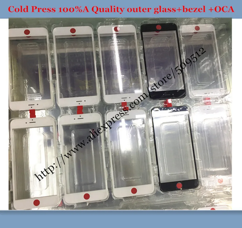 

10pcs OEM Quality Cold Press For iphone 6 6S 6 plus 7 /7 plus 8 8 plus Outer Glass with Bezel Frame with oca Glass+frame+oca