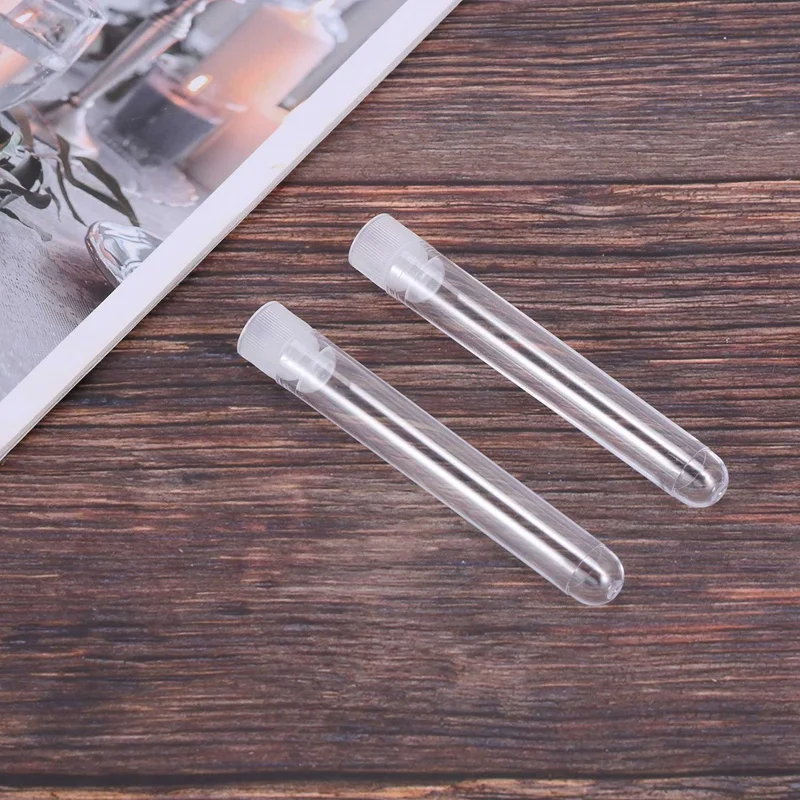 100Pcs Klar Kunststoff Test Rohre mit Weiß Schraube Caps Probe Container Flaschen Push Caps 12X75mm