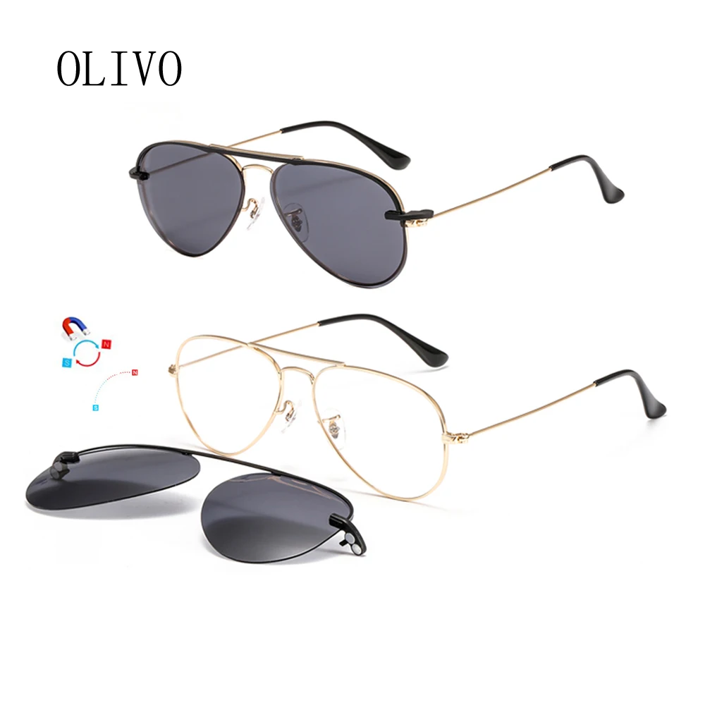 

Polarized Sunglasses Men Women Magnetic Clip On Lens Pilot Sunglasses Frame Of Eyeglasses Optical Eyewear Sun Glasses Sunglass