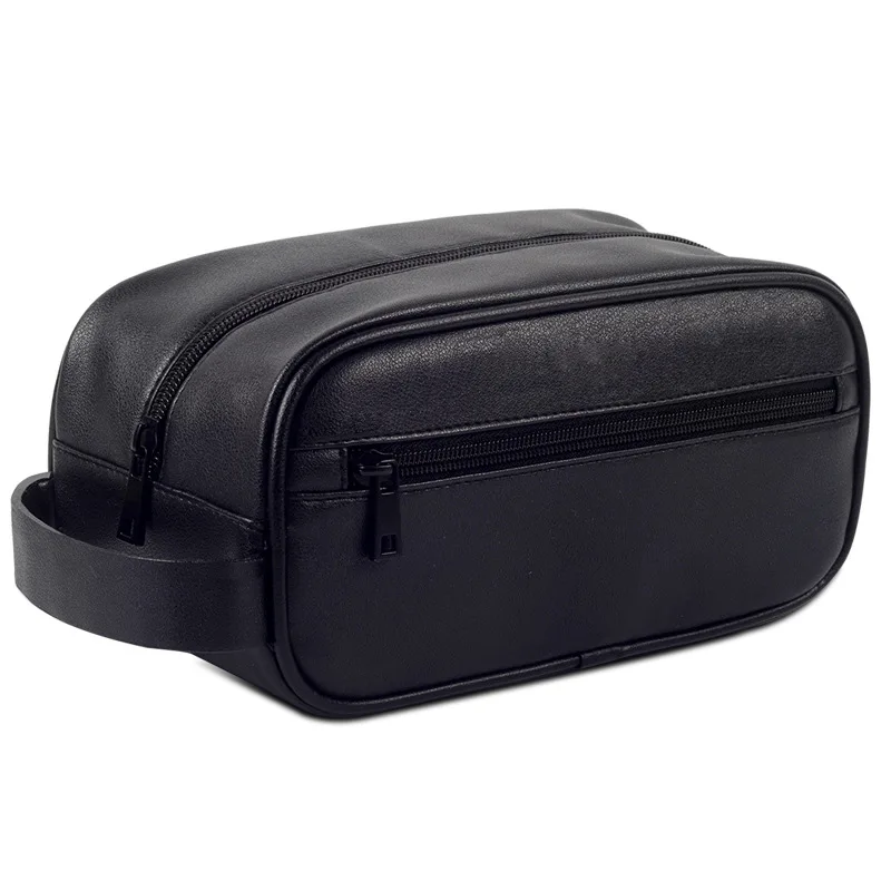 

Mens Synthetic Leather Toiletry Bag Washing Shower Makeup Organizer Retro Wristlet Handbag Women Portable Cosmetic Case