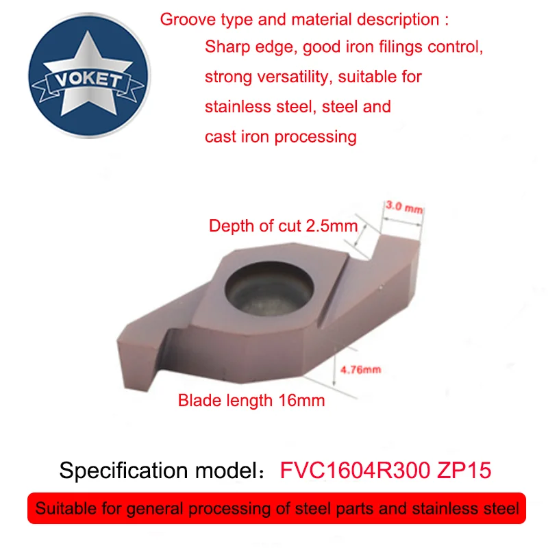 VOKET Girando portautensili SVQCR inserto FVC1604R per scanalatura di superficiale cilindrico faccia di estremità di piccolo diametro parti di CNC tornio