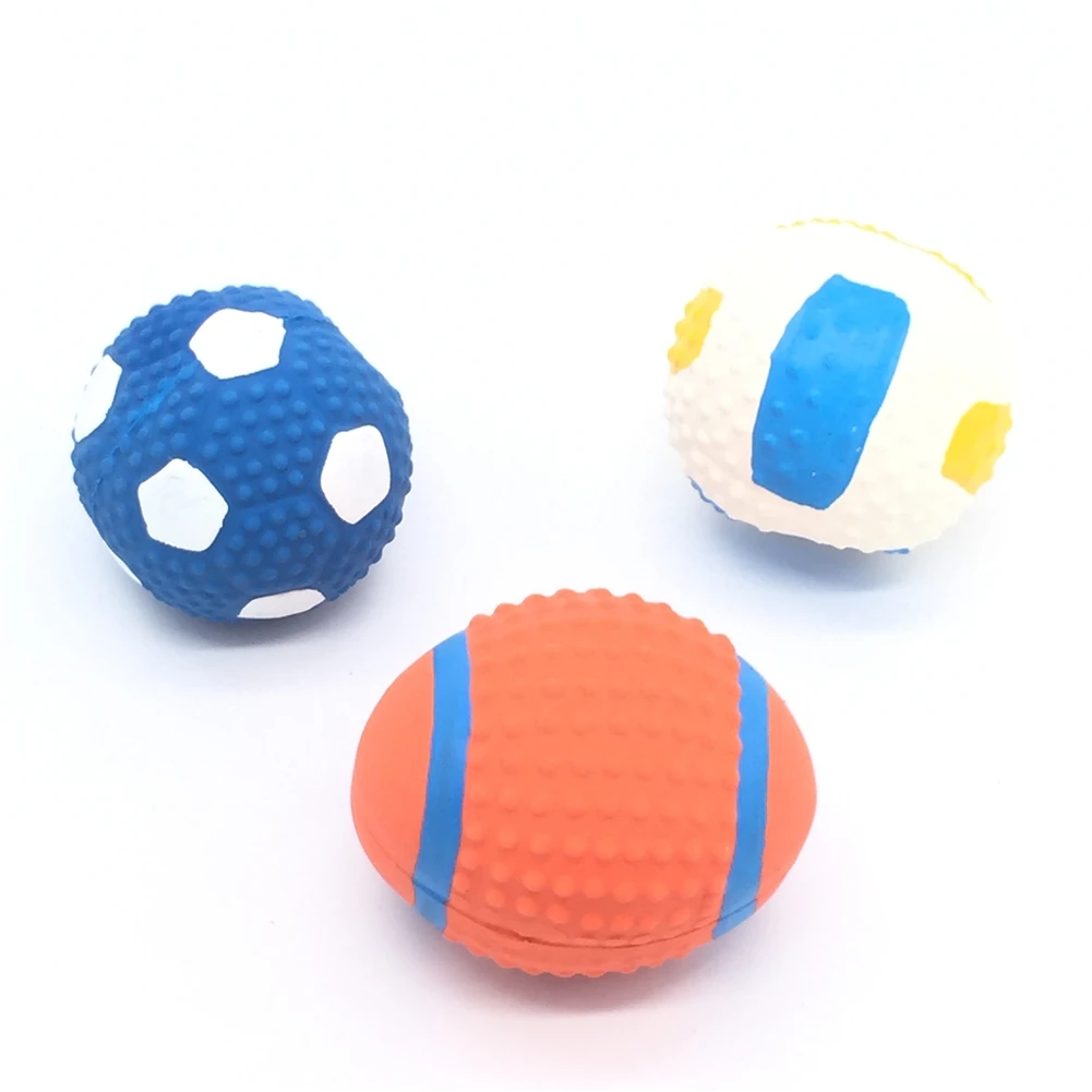 

Soft Latex Pet Dog Toy Ball Squeak Toys Cleaning Tooth Chew Voice Toy Pet Supplies Non-toxic Training Balls Durable