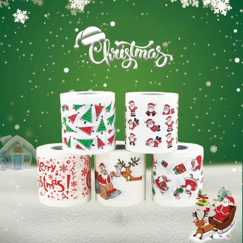 Navidad 2023 22m Santa Claus Reindeer Christmas Toilet Paper Christmas Decorations for Home Christmas Ornaments New Year Gifts