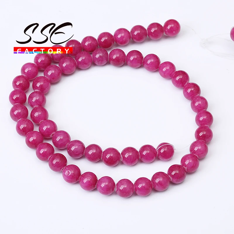 Natural Stone Beads Magenta Jades Round Loose Spacer Beads For Jewelry Making DIY Charms Bracelet Accessories 4 6 8 10 12mm 15''