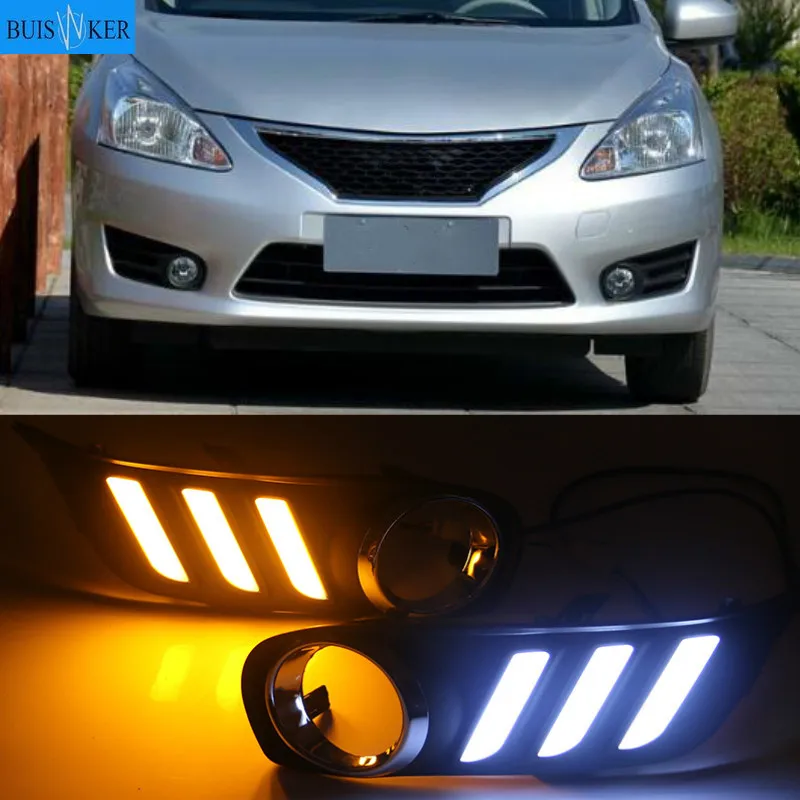 

1 Pair of 12V Car Auto LED Daytime Running Light Lamp DRL Fog Lamp Cover Fits for Nissan Tiida 2011 2012 2013 2014 2015