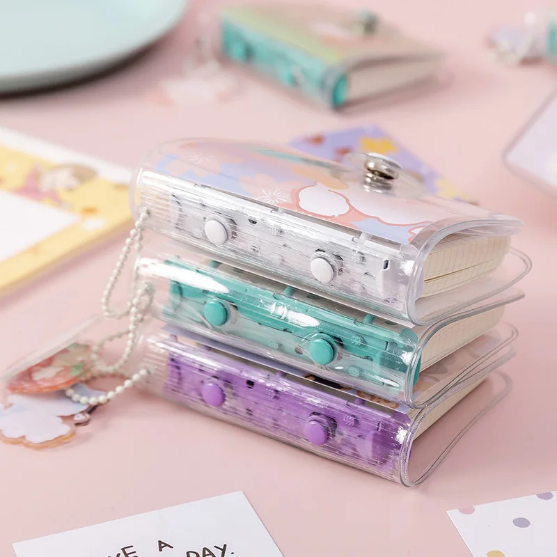 Creative Cute Transparent 3 ring Mini Loose-leaf Hand Book Student Portable Notebook ring binder To Do list Notepad Planner