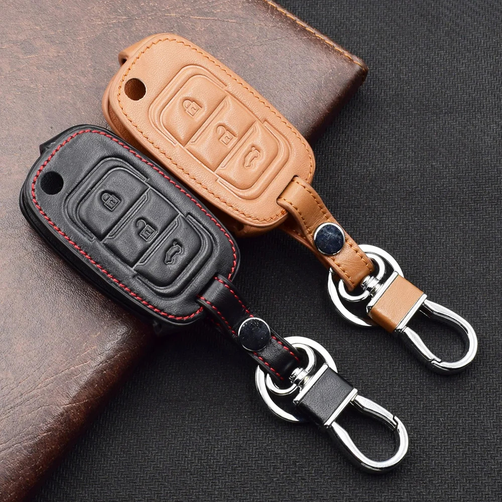 ATOBABI Leather Car Key Cases Jacket For Lifan X70 3 Buttons Folding Keychain Holder Remote Control Fobs Shell Protector Cover