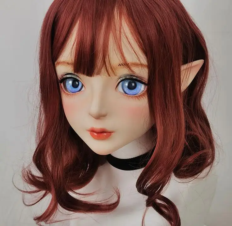 

(DOLLKII-S7) Quality Handmade Female Girl Resin Half Head Cosplay Japanese Role Play BJD Kigurumi Mask Crossdresser Doll Mask