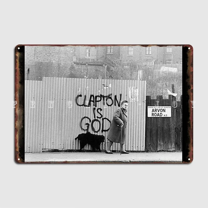 Clapton Is God Metal Sign Retro Cinema Garage Mural Painting Home Tin Sign Posters