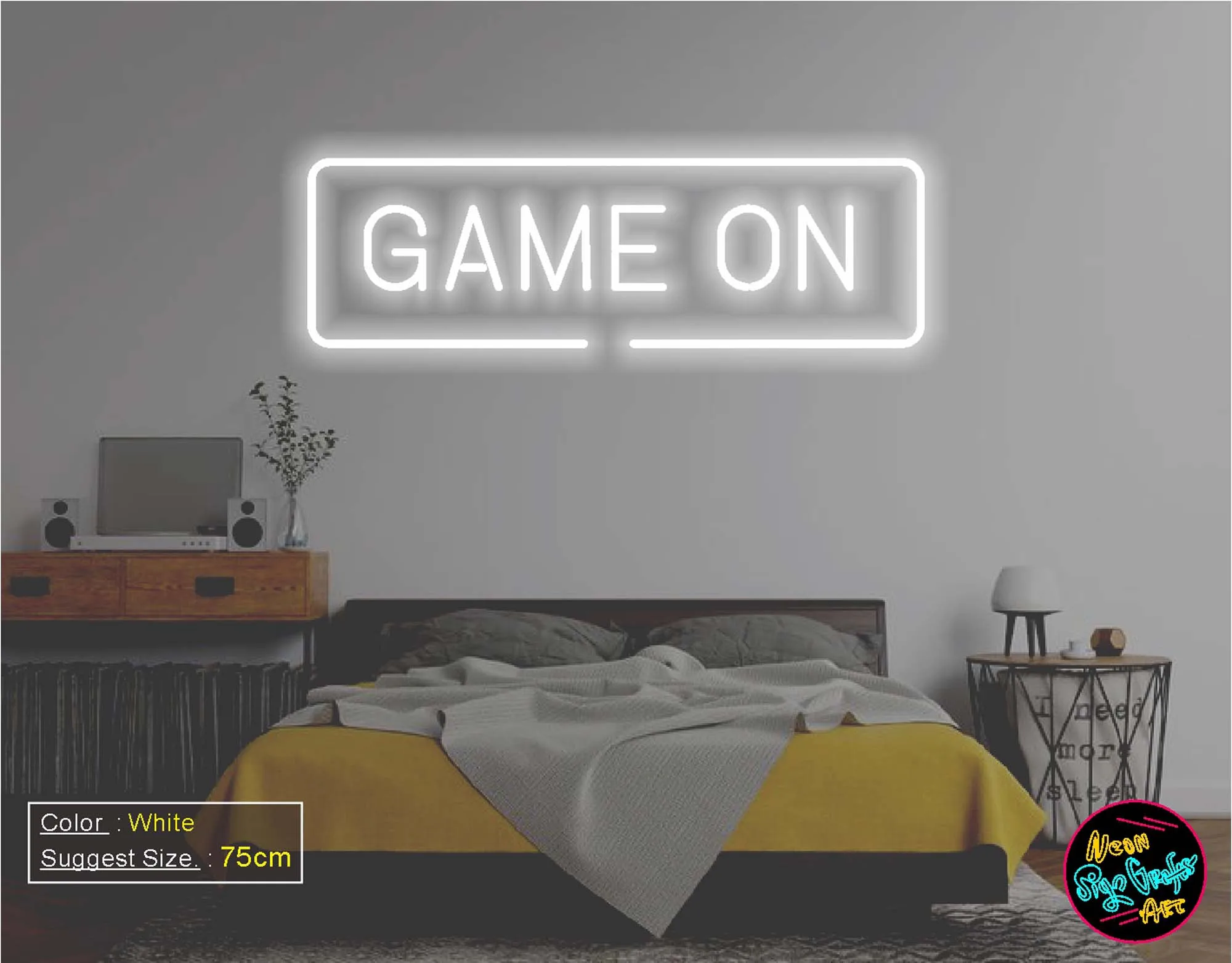 Game On Neon Sign Handmade Custom Neon Sign,Wedding Light Sign,Neon Led Sign,Neon Lights For House, Room or Store,Party Decorati