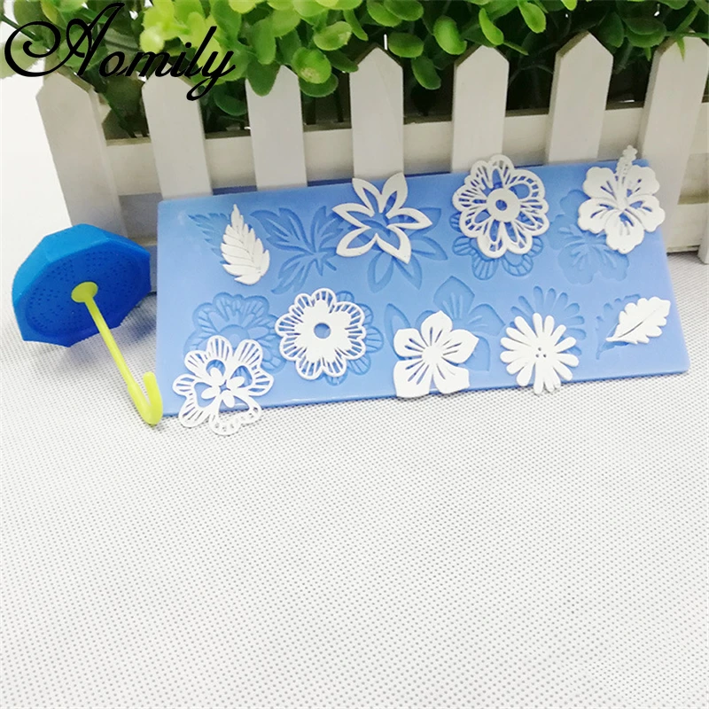 Aomily Rural Style Flower Lace Mold Cake Border Decoration Tools Fondant Cake 3D Mold Food Grade Silicone Mat Mould Cake Mold