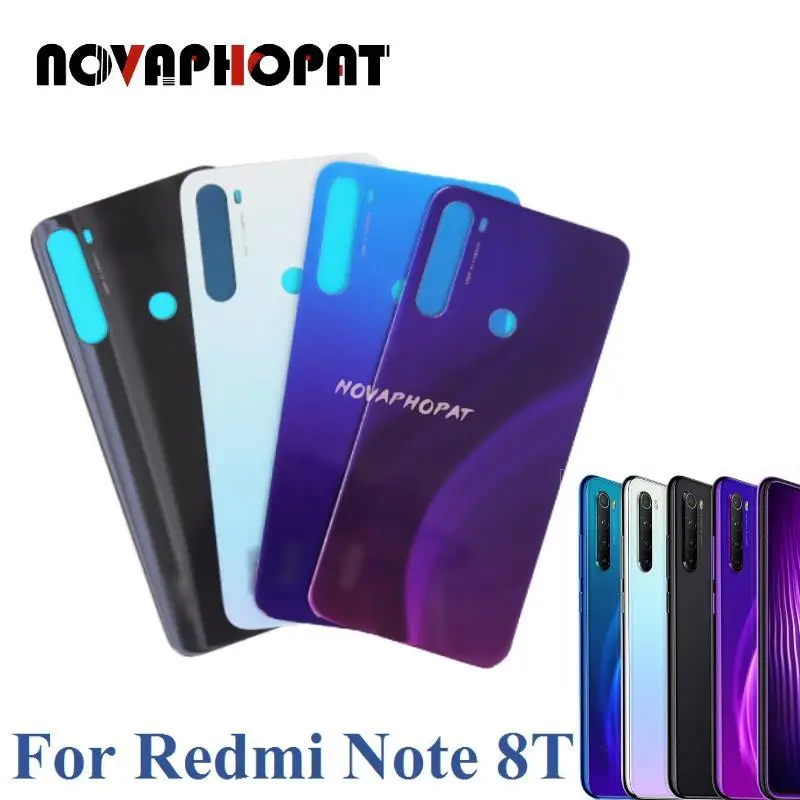 

Novaphopat 10PCS For Xiaomi Redmi Note 8T Back Cover Glass Battery Door Rear Case Panel Back Housing Camera Lens