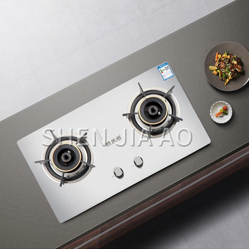 سطح المكتب الغاز الطبيعي موقد غاز المسال جزءا لا يتجزأ من موقد غاز ثنائي الغرض سميكة الفولاذ المقاوم للصدأ نحى لوحة فرن المطبخ