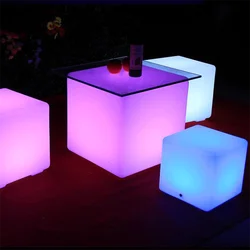 LED Furniture Waterproof Garden Glowing Stool Cube Remote Control Chair PE Plastic LED Cube Stool RGB Wireless Hotel Decoration