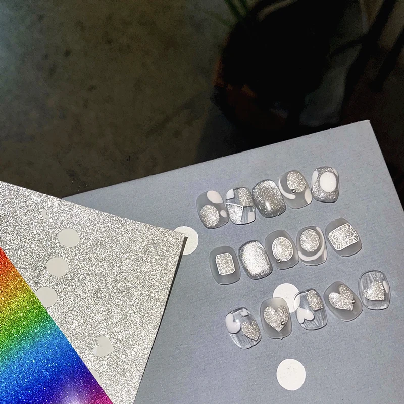 1 Tấm Kim Cương Lấp Lánh Móng Tay Nghệ Thuật Dán Phản Quang Dán Móng Tay Đề Can Làm Móng Tay DIY Adehesive Kim Cương Trắng Phụ Kiện