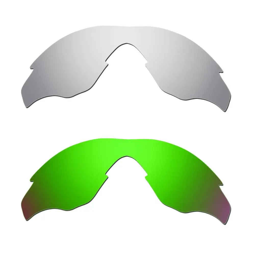 

HKUCO For M2 Sunglasses Replacement Polarized Lenses 2 Pairs - Silver & Green