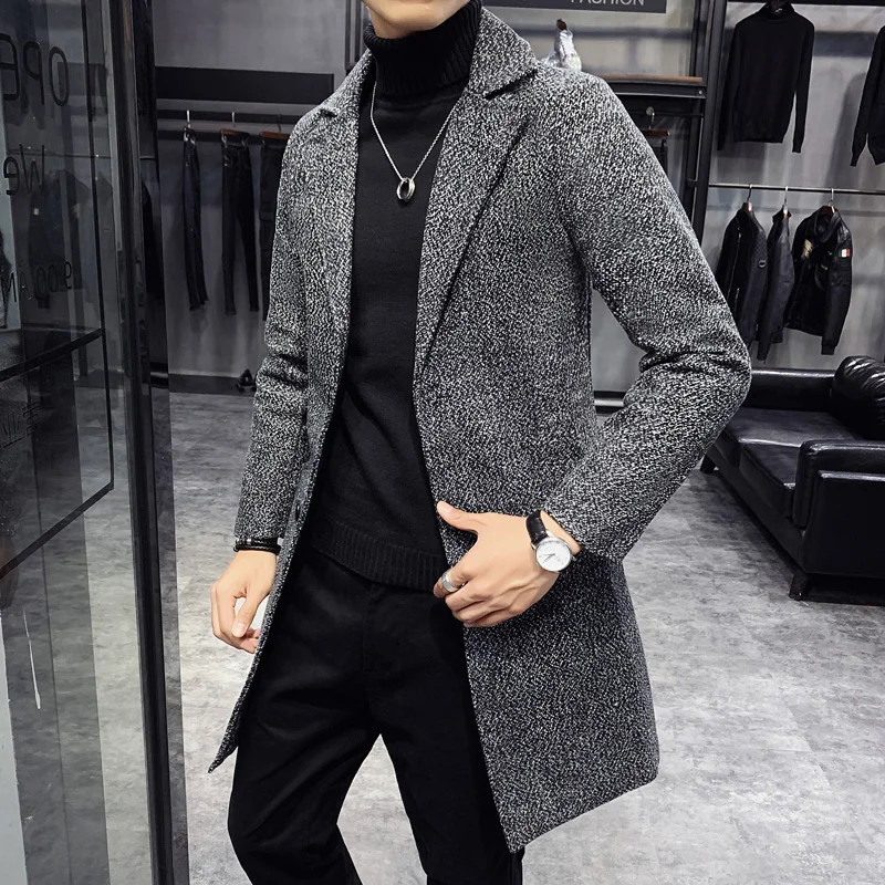 2024 Winter new arrival mens fashion wool coat casual warm trench coat high quality jacket men Windbreakers Male size M-5XL