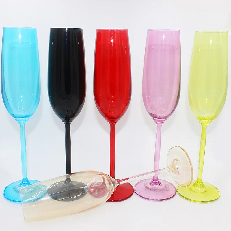 

Ins European color goblet creative personality decoration red wine cup decoration color mesh red crystal glass Champagne Cup