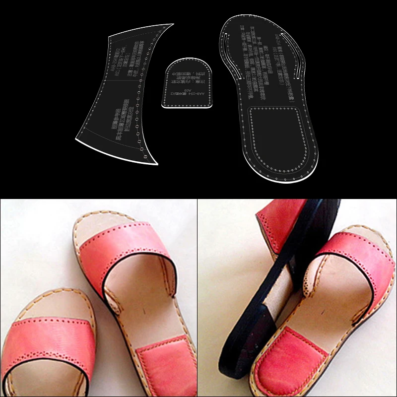 Ladies leather slippers mold acrylic transparent template diy leather craft tools handmade sewing shoes pattern 40 yards