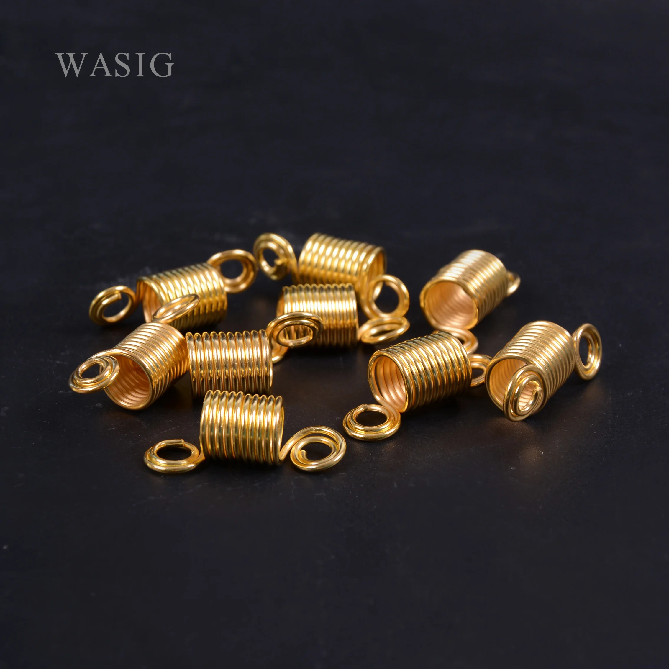 

50pcs 10 laps Dreadlock Beads Gold Hair Braid Cuff Clip 8mm Spiral Shape Ring Tube DIY Charms Hair Extension Tool New