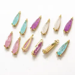 2PCS 3*16mm 18K Gold Plated Water Drop Shape Pendant Connectors Earrings DIY Jewelry Making Supplies Findings Components