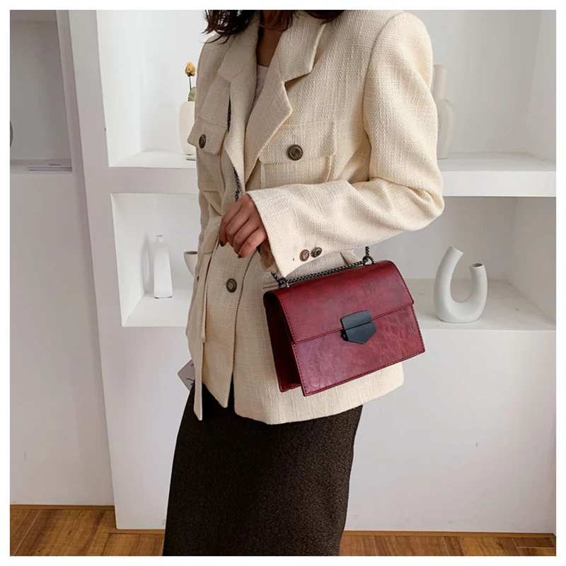 

Small Shoulder Bags Chain Satchel Bags For Women's Pu Leather Black Purse Mini Summer Evening Red Women Crossbody Bag New 2021