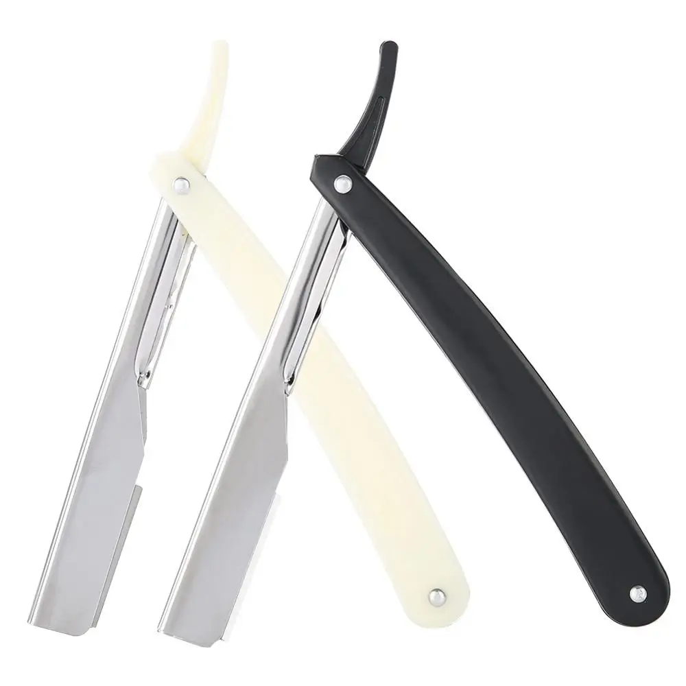 2 Colors Alloy HaircutAnti-Slip Razor Straight Blade Folding Double-Sided Telescopic Knife Holder With Blade Hairdressing Salon