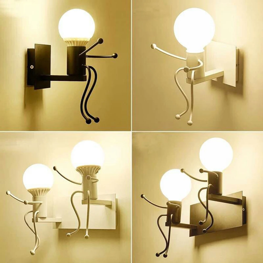 Modern Led Wall Lamps American Creative Wall Lights Metal Cartoon Robot Sconce Home Decoration Salon Children Room Luminaria