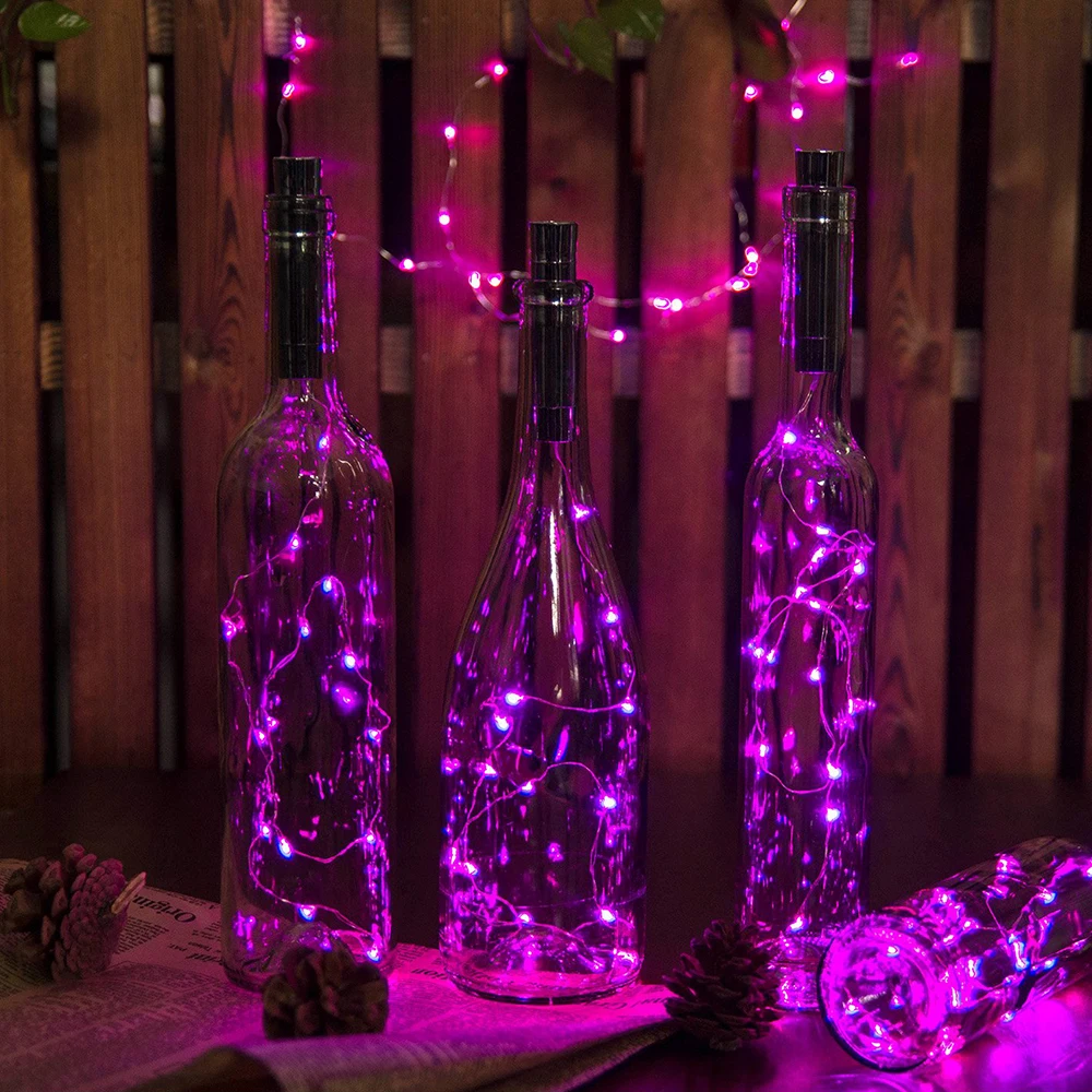 Guirxiété lumineuse LED en forme de liège pour bouteille de vin, veilleuse dégradée, à piles, lumière étoilée, décoration d'anniversaire et de mariage, 10 pièces